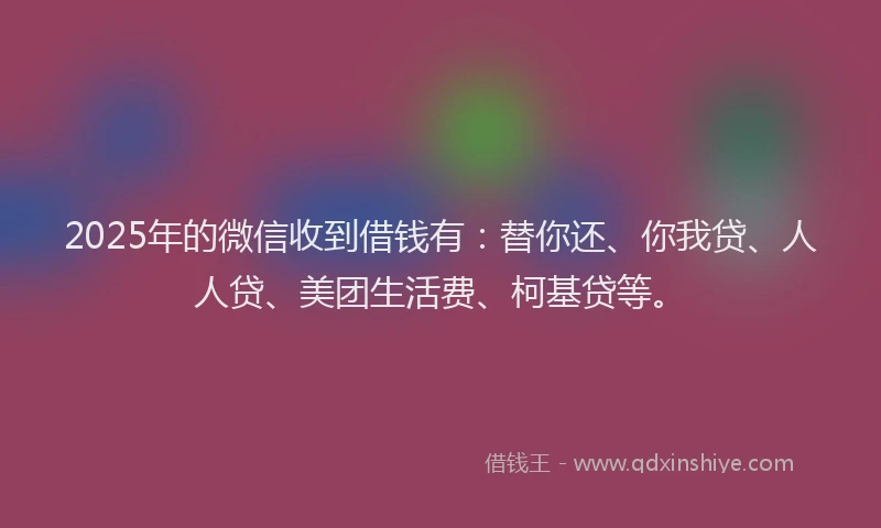 2025年的微信收到借钱有：替你还、你我贷、人人贷、美团生活费、柯基贷等。