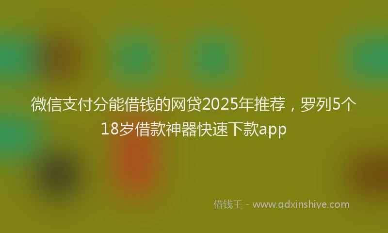 微信支付分能借钱的网贷2025年推荐，罗列5个18岁借款神器快速下款app