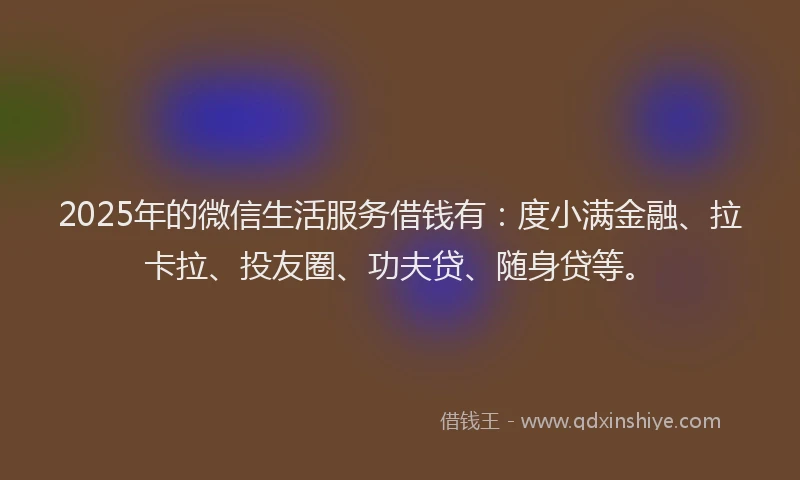 2025年的微信生活服务借钱有：度小满金融、拉卡拉、投友圈、功夫贷、随身贷等。