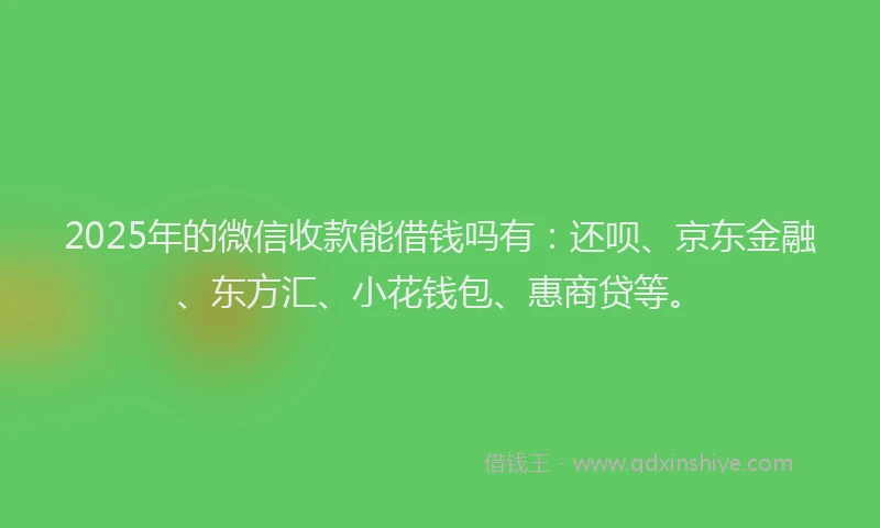2025年的微信收款能借钱吗有：还呗、京东金融、东方汇、小花钱包、惠商贷等。