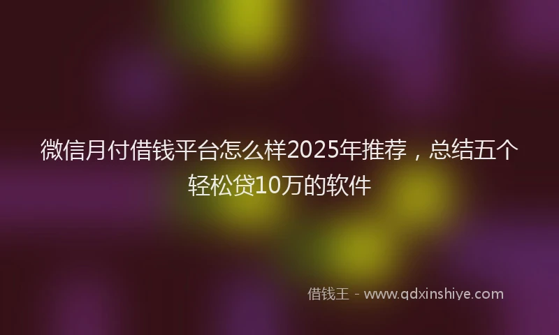 微信月付借钱平台怎么样2025年推荐，总结五个轻松贷10万的软件