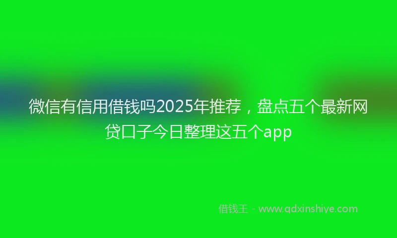 微信有信用借钱吗2025年推荐，盘点五个最新网贷口子今日整理这五个app