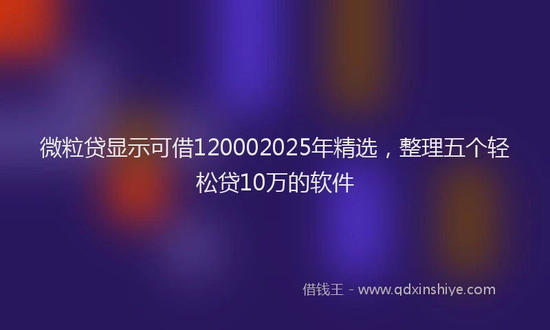 微粒贷显示可借120002025年精选，整理五个轻松贷10万的软件