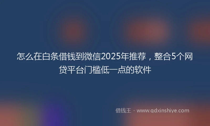 怎么在白条借钱到微信2025年推荐，整合5个网贷平台门槛低一点的软件