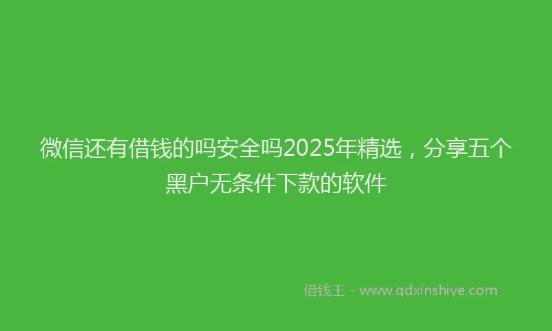 微信还有借钱的吗安全吗2025年精选，分享五个黑户无条件下款的软件