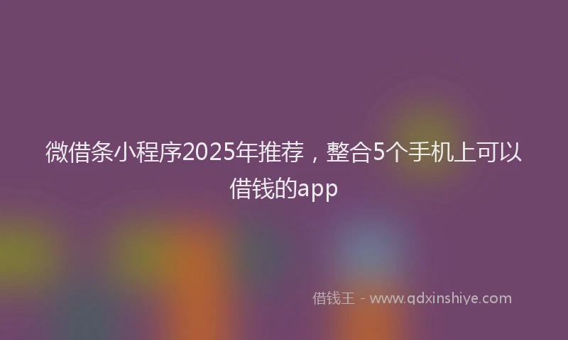 微借条小程序2025年推荐，整合5个手机上可以借钱的app