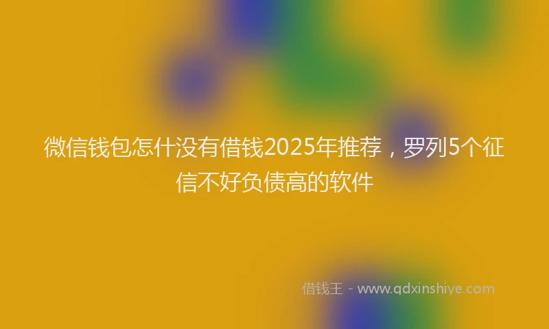 微信钱包怎什没有借钱2025年推荐，罗列5个征信不好负债高的软件