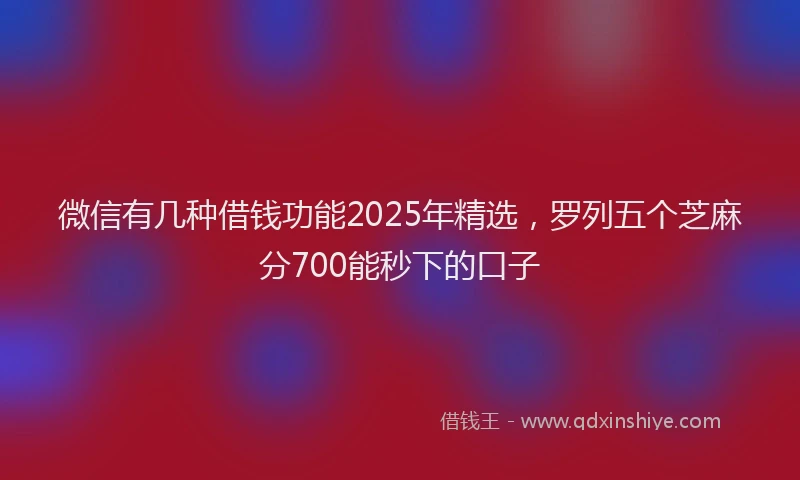 微信有几种借钱功能2025年精选，罗列五个芝麻分700能秒下的口子