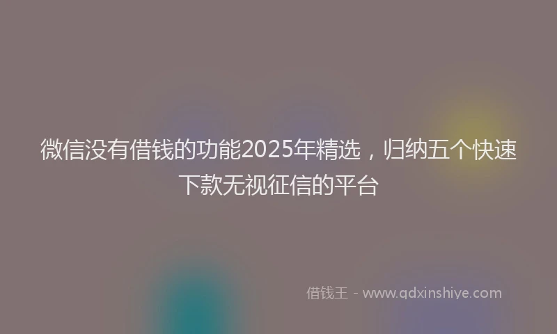 微信没有借钱的功能2025年精选，归纳五个快速下款无视征信的平台