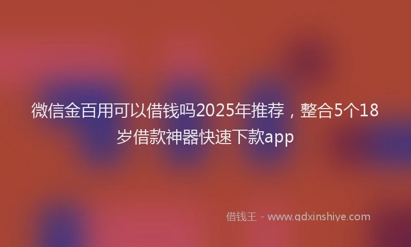 微信金百用可以借钱吗2025年推荐，整合5个18岁借款神器快速下款app