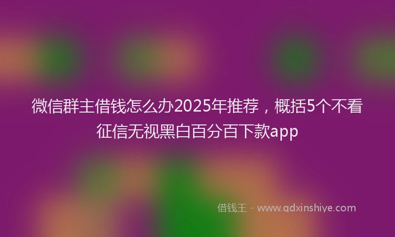 微信群主借钱怎么办2025年推荐，概括5个不看征信无视黑白百分百下款app