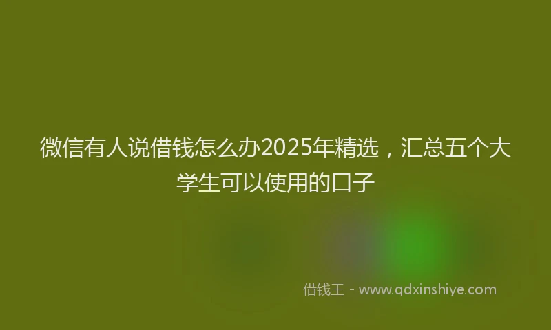 微信有人说借钱怎么办2025年精选，汇总五个大学生可以使用的口子