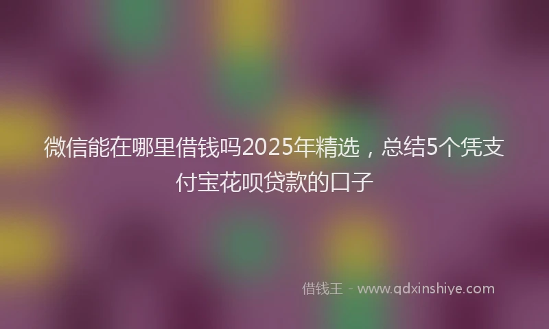 微信能在哪里借钱吗2025年精选，总结5个凭支付宝花呗贷款的口子