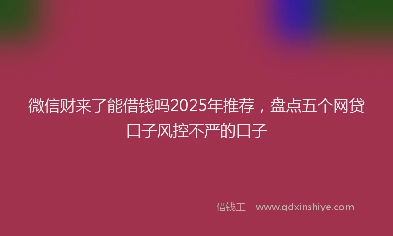 微信财来了能借钱吗2025年推荐，盘点五个网贷口子风控不严的口子