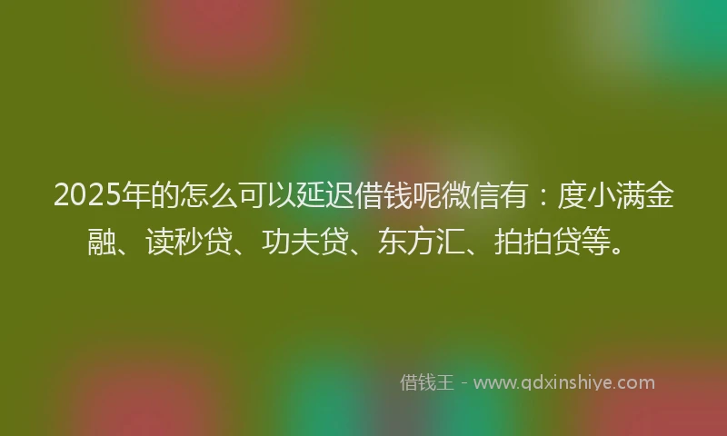2025年的怎么可以延迟借钱呢微信有：度小满金融、读秒贷、功夫贷、东方汇、拍拍贷等。