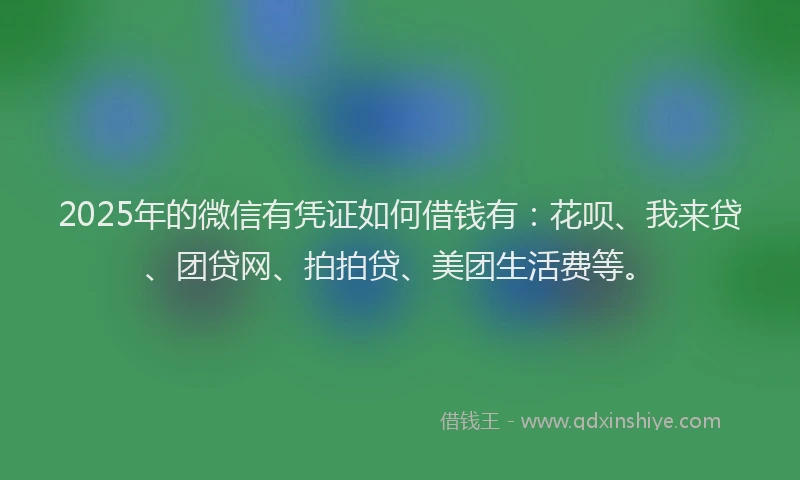 2025年的微信有凭证如何借钱有：花呗、我来贷、团贷网、拍拍贷、美团生活费等。