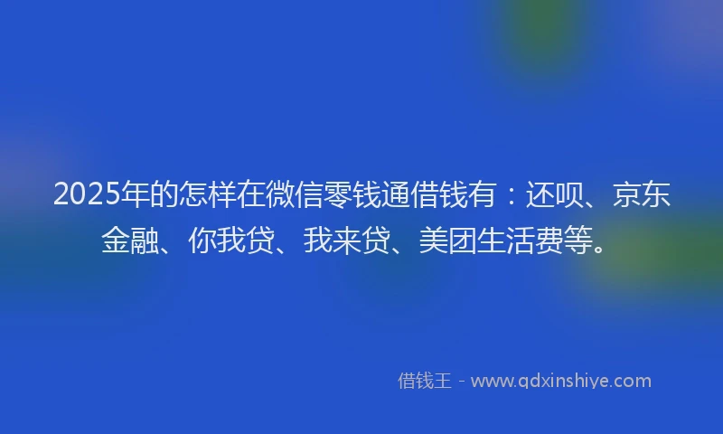 2025年的怎样在微信零钱通借钱有：还呗、京东金融、你我贷、我来贷、美团生活费等。