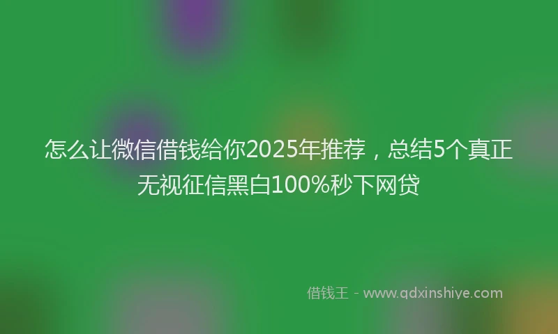 怎么让微信借钱给你2025年推荐，总结5个真正无视征信黑白100%秒下网贷