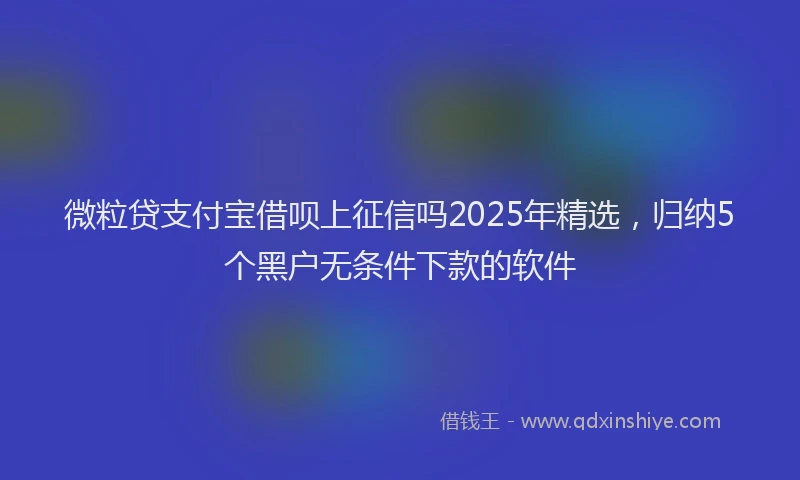 微粒贷支付宝借呗上征信吗2025年精选，归纳5个黑户无条件下款的软件