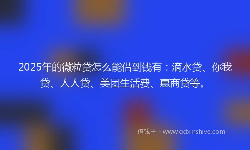 2025年的微粒贷怎么能借到钱有：滴水贷、你我贷、人人贷、美团生活费、惠商贷等。