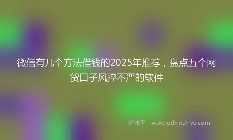 微信有几个方法借钱的2025年推荐，盘点五个网贷口子风控不严的软件
