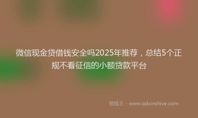 微信现金贷借钱安全吗2025年推荐，总结5个正规不看征信的小额贷款平台