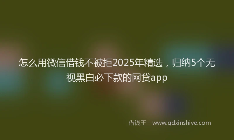 怎么用微信借钱不被拒2025年精选，归纳5个无视黑白必下款的网贷app