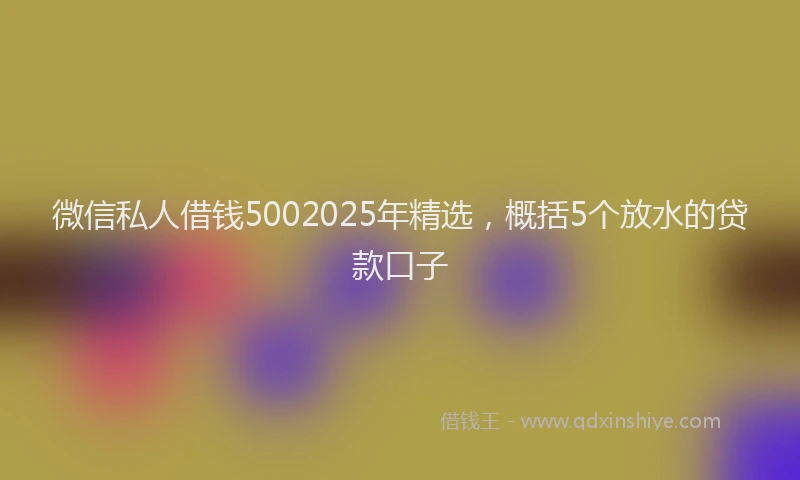 微信私人借钱5002025年精选，概括5个放水的贷款口子