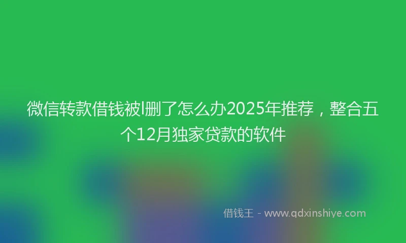 微信转款借钱被l删了怎么办2025年推荐，整合五个12月独家贷款的软件