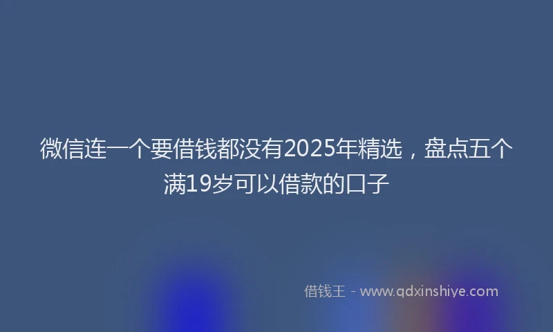 微信连一个要借钱都没有2025年精选，盘点五个满19岁可以借款的口子