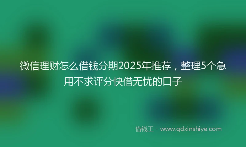 微信理财怎么借钱分期2025年推荐，整理5个急用不求评分快借无忧的口子