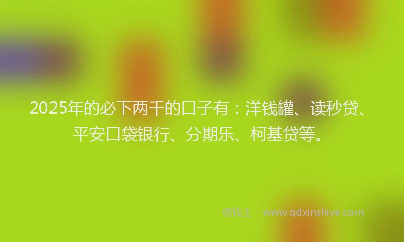 2025年的必下两千的口子有：洋钱罐、读秒贷、平安口袋银行、分期乐、柯基贷等。