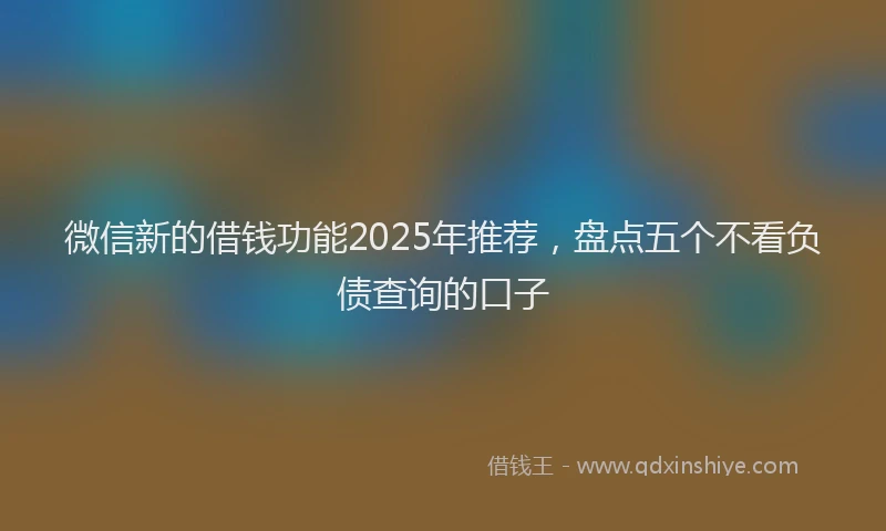 微信新的借钱功能2025年推荐，盘点五个不看负债查询的口子