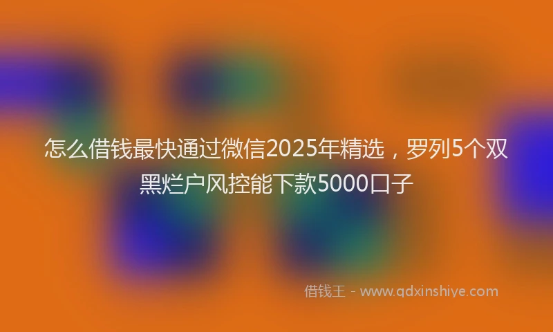 怎么借钱最快通过微信2025年精选，罗列5个双黑烂户风控能下款5000口子