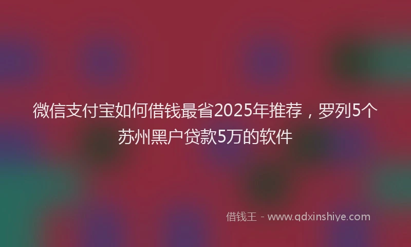 微信支付宝如何借钱最省2025年推荐，罗列5个苏州黑户贷款5万的软件
