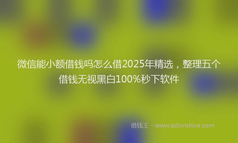 微信能小额借钱吗怎么借2025年精选，整理五个借钱无视黑白100%秒下软件