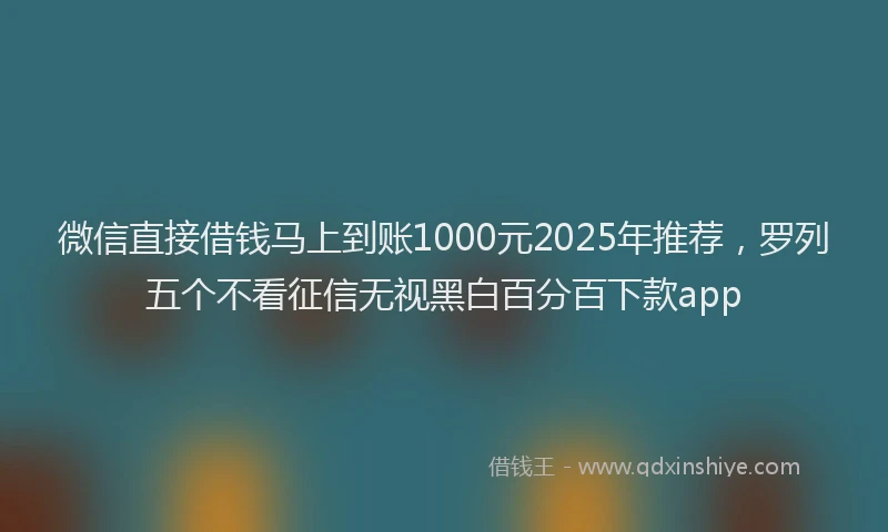 微信直接借钱马上到账1000元2025年推荐，罗列五个不看征信无视黑白百分百下款app