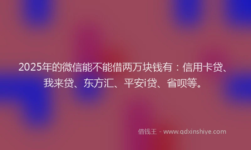 2025年的微信能不能借两万块钱有：信用卡贷、我来贷、东方汇、平安i贷、省呗等。