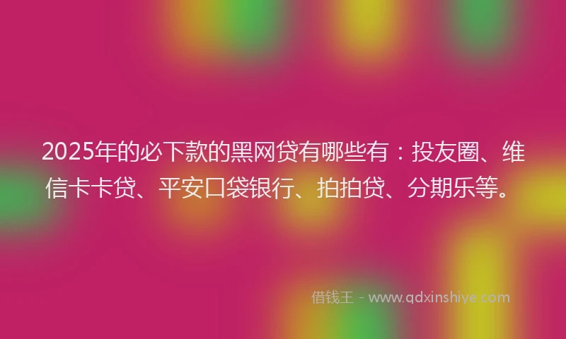 2025年的必下款的黑网贷有哪些有：投友圈、维信卡卡贷、平安口袋银行、拍拍贷、分期乐等。