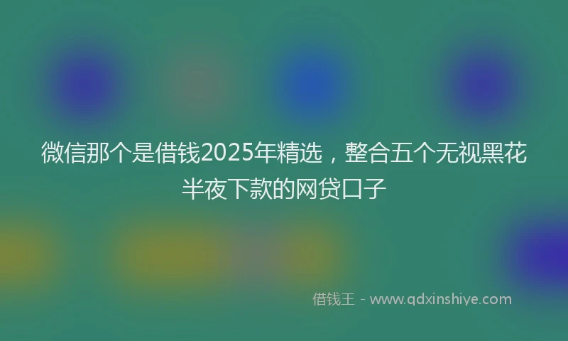 微信那个是借钱2025年精选，整合五个无视黑花半夜下款的网贷口子