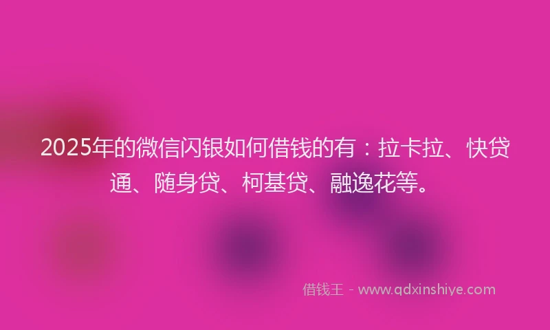 2025年的微信闪银如何借钱的有：拉卡拉、快贷通、随身贷、柯基贷、融逸花等。