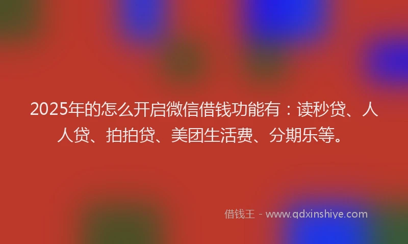 2025年的怎么开启微信借钱功能有：读秒贷、人人贷、拍拍贷、美团生活费、分期乐等。