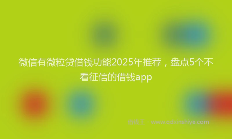 微信有微粒贷借钱功能2025年推荐，盘点5个不看征信的借钱app