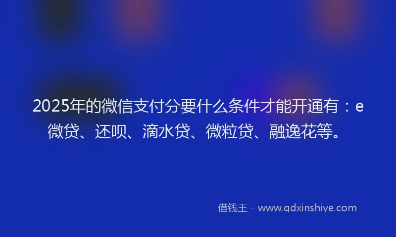 2025年的微信支付分要什么条件才能开通有：e微贷、还呗、滴水贷、微粒贷、融逸花等。