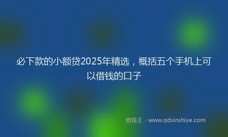 必下款的小额贷2025年精选，概括五个手机上可以借钱的口子