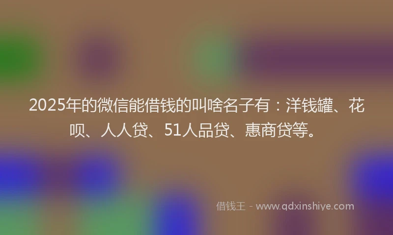 2025年的微信能借钱的叫啥名子有：洋钱罐、花呗、人人贷、51人品贷、惠商贷等。