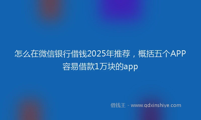怎么在微信银行借钱2025年推荐，概括五个APP容易借款1万块的app