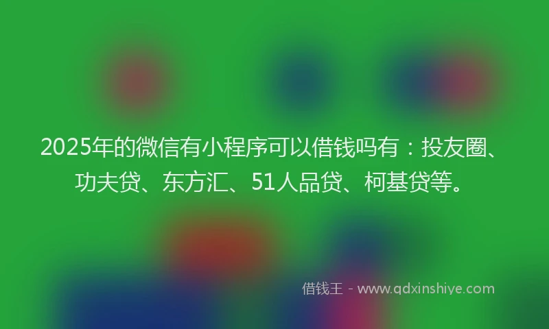 2025年的微信有小程序可以借钱吗有：投友圈、功夫贷、东方汇、51人品贷、柯基贷等。