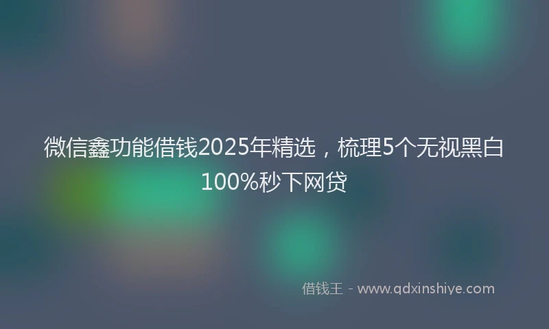 微信鑫功能借钱2025年精选，梳理5个无视黑白100%秒下网贷