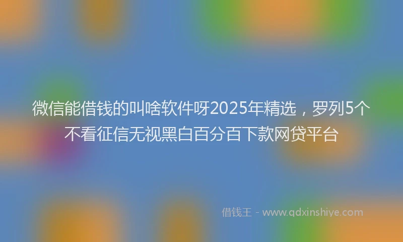微信能借钱的叫啥软件呀2025年精选，罗列5个不看征信无视黑白百分百下款网贷平台